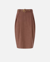Jupe mi-longue ajustée avec ceinture - Marron | Pinko