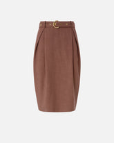 Slim-fitting calf-length skirt with belt - | Pinko