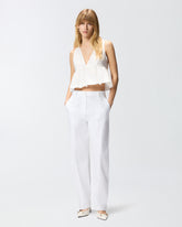 Crop top con volant e laccetti - | Pinko