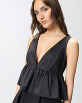 Crop top with ruffle and ties - | Pinko