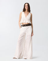 Haut cropped à volants et motif ajouré - | Pinko