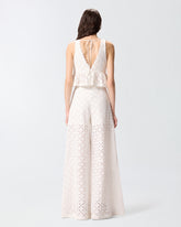 Haut cropped à volants et motif ajouré - | Pinko