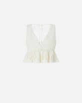 Haut cropped à volants et motif ajouré - | Pinko
