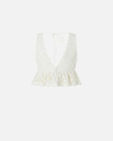 Haut cropped à volants et motif ajouré - | Pinko
