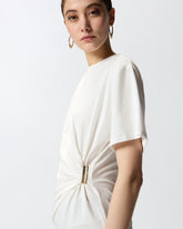 T-shirt with draping and gold detail - | Pinko