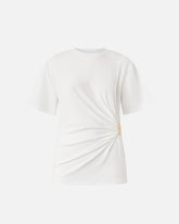 T-shirt con drappeggio e dettaglio dorato - | Pinko