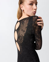 Vestido largo con malla y encaje floral - | Pinko