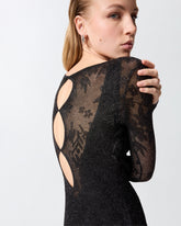 Abito lungo con rete e pizzo floreale - | Pinko