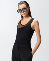 Top mit Spitze in Form des Logos Love Birds - Schwarz | Pinko