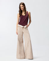Jeans marroni con pizzo in vita - | Pinko