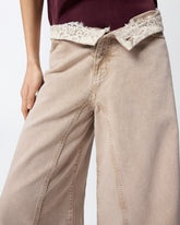 Jeans marroni con pizzo in vita - | Pinko