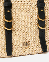 Sac à épaule en raphia et cuir - | Pinko