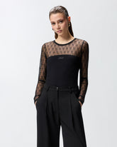 Maglia in jersey con pizzo logo Love Birds - | Pinko