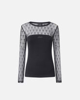 Pullover aus Jersey mit Spitze samt Logo Love Birds - Schwarz | Pinko