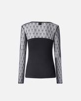 Pullover aus Jersey mit Spitze samt Logo Love Birds - Schwarz | Pinko