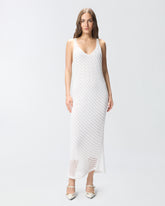 Vestido midi efecto ganchillo con lentejuelas - | Pinko