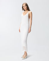 Vestido midi efecto ganchillo con lentejuelas - | Pinko