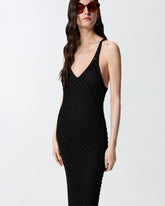 Vestido midi efecto ganchillo con lentejuelas - | Pinko