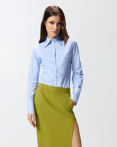 Camicia in cotone a righe con logo - | Pinko