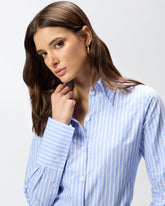 Camicia in cotone a righe con logo - | Pinko