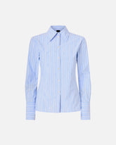 Camicia in cotone a righe con logo - | Pinko