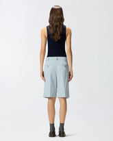 Bermuda shorts with pressed pleat detail - Light Blue | Pinko