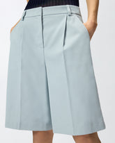 Bermuda shorts with pressed pleat detail - Light Blue | Pinko