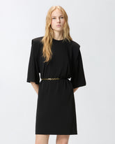 Vestido corto con hombreras y cadena - | Pinko