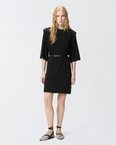 Vestido corto con hombreras y cadena - | Pinko