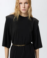 Vestido corto con hombreras y cadena - | Pinko