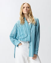Camicia in cotone a righe con tasche - | Pinko