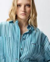 Camicia in cotone a righe con tasche - | Pinko