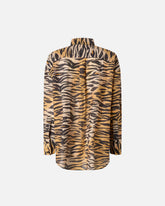 Oversize shirt in cotton and silk voile with animal print - | Pinko