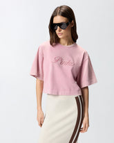 Camiseta corta con bordado PINKO desgastado - | Pinko
