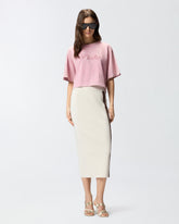 Krótki t-shirt z haftem PINKO distressed - | Pinko