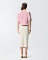 Krótki t-shirt z haftem PINKO distressed - | Pinko