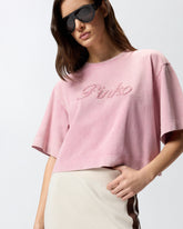 Camiseta corta con bordado PINKO desgastado - | Pinko