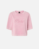Krótki t-shirt z haftem PINKO distressed - | Pinko