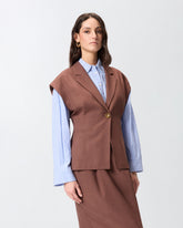 Sleeveless rustic-effect jacket - | Pinko