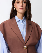 Sleeveless rustic-effect jacket - | Pinko