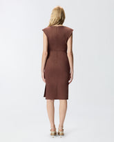 Slim-fitting calf-length dress in linen - | Pinko