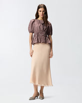 Falda midi de mezcla de lino con cinturón - | Pinko
