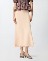 Falda midi de mezcla de lino con cinturón - | Pinko