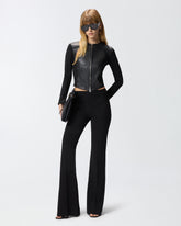 Leather bustier jacket with zip - | Pinko