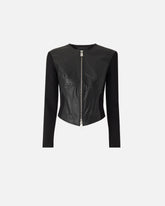 Leather bustier jacket with zip - | Pinko
