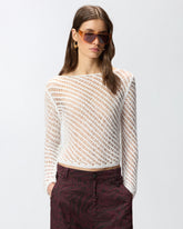Maglia effetto uncinetto con paillettes - | Pinko