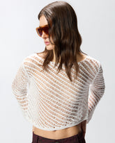 Maglia effetto uncinetto con paillettes - | Pinko