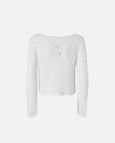Maglia effetto uncinetto con paillettes - | Pinko