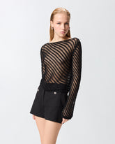 Crochet effect sweater with sequins - | Pinko