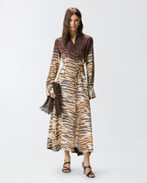 Long shirt dress with animal print - | Pinko